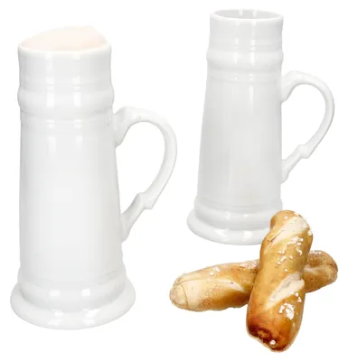 Zdjęcie produktu dla zestaw 2 kufli książęcych z uchwytem 0,5 litra 2 osobowy biały ceramiczny kufel do piwa