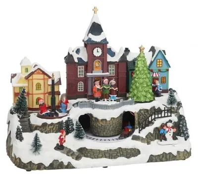 Weihnachtsdorf mit Bewegung, Musik & Licht, 34x18x27,5 cm