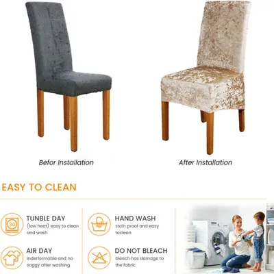 Produktbild von 4er Set Samt Velvet Stuhlhussen Elastische Moderne Beschützer Stuhlhussen,Dekorieren von Häusern, Restaurants, Hotels, Hotels, Restaurants, （Gold）