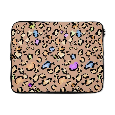 Produktbild von MuchoWow® Laptop Hülle 17 Zoll Laptoptasche Pantherdruck - Regenbogen - Muster - Zipper - Schutzabdeckung