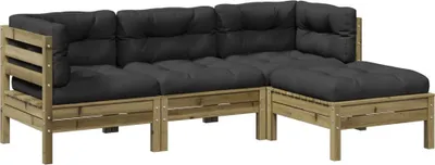 Image de vidaXL Ensemble de canapés de jardin 4 pièces avec coussins Pin imprégné