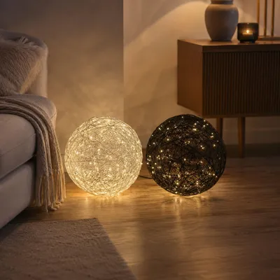 Produktbild von s.luce Mesh LED-Drahtkugel Innen & Außen Warmweiß Gartenkugel Kugellampe Aluminium Ø 30cm Rund