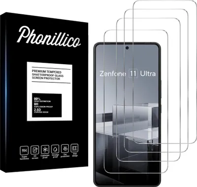 Produktbild von Hartglas für Asus Zenfone 11 ULTRA 5G [4 Stück] Displayschutzfolie Screen Protector Film Anti-Kratzer Glas Resistant Phonillico®