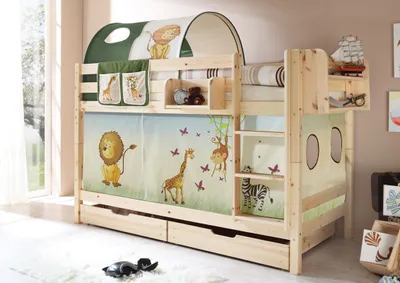 Produktbild von Etagenbett "Marcel" Kiefer Natur Motiv (Safari)