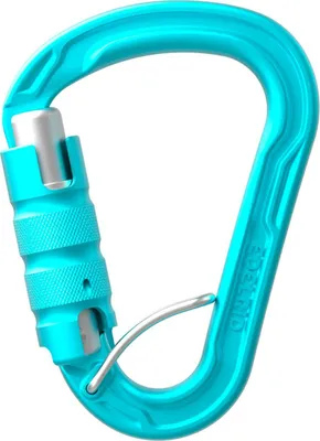 HMS Strike Triple FG Karabiner von Edelrid in Türkis mit Schraubverschluss.
