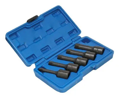 Immagine prodotto di Set di estrattori per viti svitate, rotte e danneggiate - con attacco 1/2", argento - kit di rimozione con punte per trapano, estrattori, 8-17 mm
