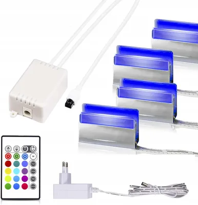 Produktbild von DREETINO LED Vitrinenbeleuchtung 4er Set 10cm 16 Farben 12V