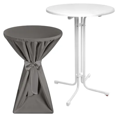 Produktbild von Beautissu Outdoor Stehtisch Sylt, klappbar, Ø70cm, Grau, mit Husse
