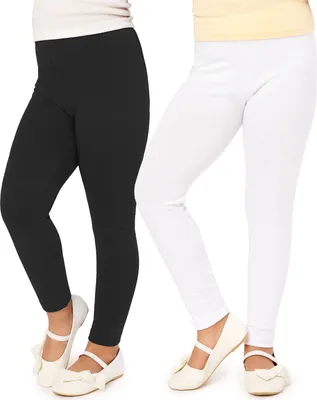 Produktbild von Merry Style Mädchen Lange Leggings aus Viskose 2 Pack MS10-130 (Schwarz/Weiß (2Pack), 128 cm)