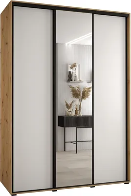 Produktbild von MEBLE KRYSPOL Cannes 3 Schrank mit 3 Schiebetüren - 205,2x170x60 cm - Artisan Weiß Schwarz