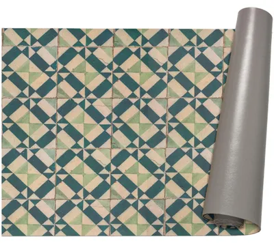 Produktbild von Küchenläufer 67x2500cm Grün abwaschbar Azulejo LADY Läufer Küchenteppich Stoff-Teppich