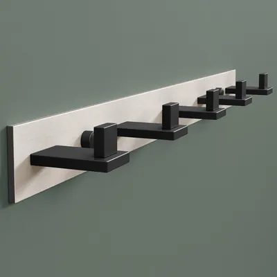 Produktbild von Mai & Mai Kleiderhaken Wandgarderobe Wandhaken aus Edelstahl mit 5 Haken Garderobenleiste Garderobenhaken 46cm Matt schwarz + Nickel gebürstet Stalo-07