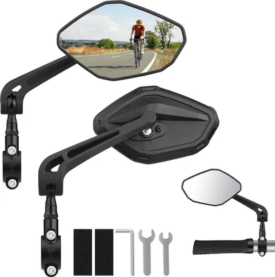 Produktbild von Weitwinkel Fahrradspiegel - 2 Stück, Drehbar und Klappbar, HD Sichtfeld, Schlagfestes Glas