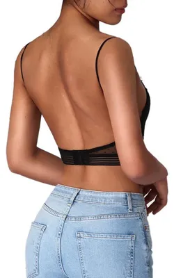 Produktbild von BWOOOWE Rückenfrei BH Damen mit Niedrigem Rücken Tief V Push Up Tief Uausschnitt Multiwayträger Unsichtbarer Rückenfreier BH für Kleider Tops Abendmode (DE/NL/SE/PL, Alphanumerisch, L)