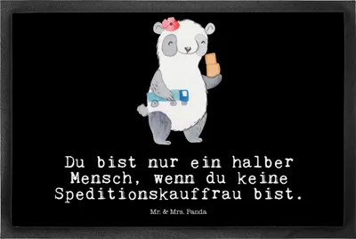 Produktbild von Mr. & Mrs. Panda fußmatte Speditionskauffrau Herz 50 x 75 cm - Schwarz - Geschenk, Schmutzmatte, Fußabstreifer, Schmutzfangmatte, Bodenvorleger, Eingangsteppich