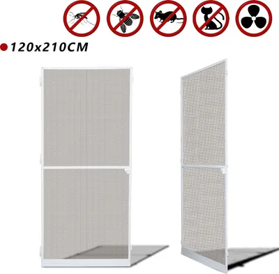 Produktbild von VINGO Fliegengitter tuer - 120x210CM fliegengitter Gitter insektenschutz tuer Wasserdicht Alu-Rahmen fliegengitter fiberglas Fuer  Fenster Balkone Wohnzimmer