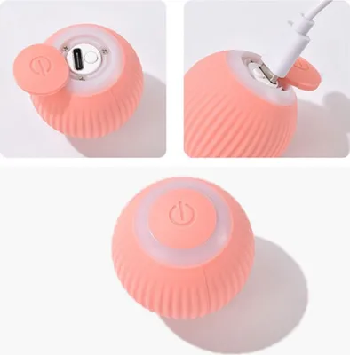 Produktbild von Katzenspielzeug,elektrischer interaktiver USB Spielzeugball,zahn und bissfester rollender Ball für das Indoor Spiel Smart Ball, 4,3 cm, rosa