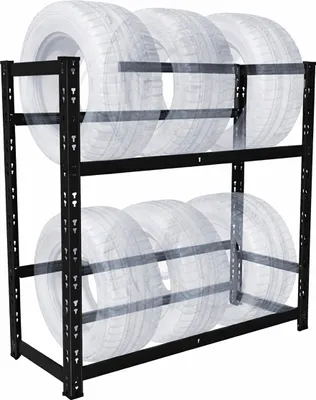 Obrázek produktu pro Relaxdays Stojan na pneumatiky pro 4–6 kol, rozměry (Š x V x H): 100 x 85 x 35 cm, nosnost 150 kg na polici, stojan na kola, systém na zasunutí, ocel, černý