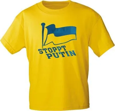 Produktbild von T-Shirt Uni mit Print - UKRAINE - 15713 Gelb Gr. S-3XL Größe - 3XL