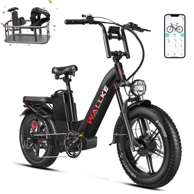 Imagen del producto de Bicicleta eléctrica H7 - Batería de 60 Ah - Doble motor - 2000 W - Neumáticos anchos de 20 x 10,2 cm - Diseño de paso bajo - Control mediante aplicación