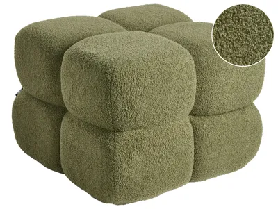 Produktbild von BELIANI Pouf Grün Bouclé Quadratisch 60 x 60 x 44 cm Würfelform Modern Glamour Look Teddy Wohnzimmer Schlafzimmer Deko Sitzhocker Fußhocker