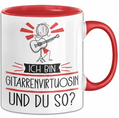 Produktbild von Gitarrenvirtuosin Tasse Geschenk Ich Bin Gitarrenvirtuosin Und Du So Geschenkidee Lustiger Spruch Becher (Rot)