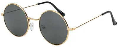 Produktbild von Herren Sonnenbrille Rund Form Designer 80er Modern Urlaub Sommer Strand 30559 Schwarz-Gold