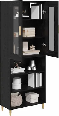 Obrázok produktu pre vidaXL Highboard čierny dubový vzhľad 69,5 x 34 x 180 cm