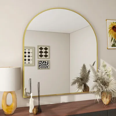 Zdjęcie produktu dla Lustro ścienne, 81,3 x 86,4 cm, okrągłe, do łazienki, złota rama metalowa