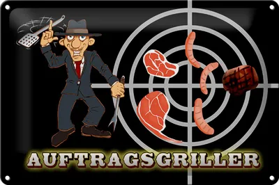 Produktbild von Blechschild Essen 30x20cm Auftragsgriller Fleisch