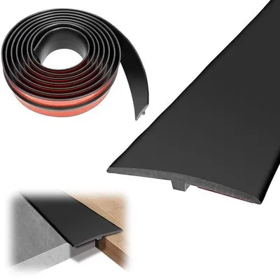 Immagine prodotto di Profilo di raccordo in PVC nero 3 m × 5 cm, autoadesivo, per parquet