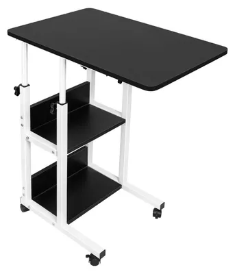 Produktbild von Betttisch für Laptop, Stehschreibtisch mit Rollen, höhenverstellbar, zusammenklappbar, 60 x 40 cm, Schwarz
