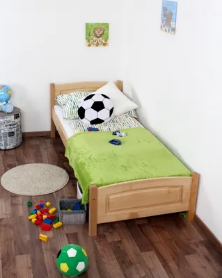Produktbild von Kinderbett 80 x 200 cm | Massivholz: Buche | Natur Lackiert