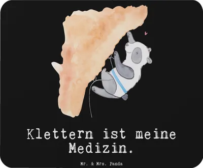 Produktbild von Mr. & Mrs. Panda Mouse Pad Panda Klettern - Schwarz - Geschenk, gummi mauspad, laptop mousepad, Kletterhalle, Bouldern, Klettersport