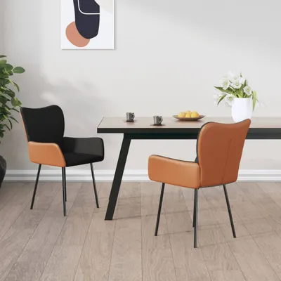 Produktbild von The Living Store Esszimmerstühle 2 Stk. Schwarz Stoff und Kunstleder
