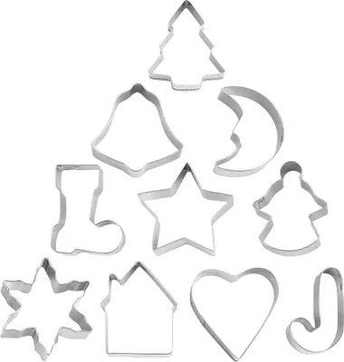 Produktbild von 10-teiliges Set Weihnachtsplätzchenausstecher aus Edelstahl, Keksformen, Fondantformen, Backdekorations-DIY-Werkzeuge