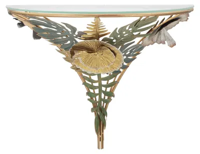 Image de Table de chevet en fer et en verre, dimensions 44,5 x 24,5 x 34,5 cm, multicolore, marque Mauro Ferretti, modèle Amaz