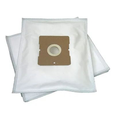 A stack of white vacuum cleaner bags with a brown cardboard connector.