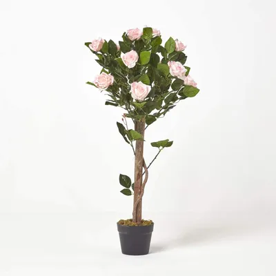 Produktbild von HOMESCAPES Kunstpflanze Pinke Rosenbaum 90 cm hoch