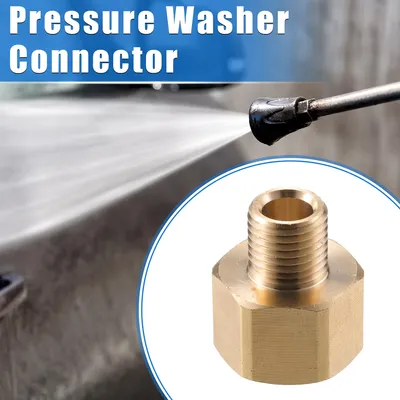 Image de Connecteur pour Nettoyeur Haute Pression, M22x1.5 vers M14x1.5 Mâle et Femelle, Adaptateur en Laiton pour Tuyau de Nettoyeur Haute Pression, Universel, Ton Cuivre en Laiton