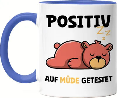 Produktbild von Positiv Auf Müde Getestet Tasse Blau Träumer Langschläfer Bär Schlaftier Wolke Faulheit Schlafmütze Schlaf