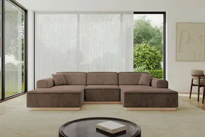 Produktbild von ALTDECOR Ecksofa in U-Form IREA-U1 301x165x80 cm Braun Corner Sofa Bett Eckcouch Couch L-Form Wohnlandschaft Cauchsofa