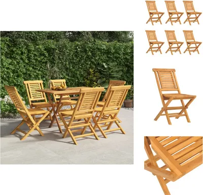 Productafbeelding van vidaXL Tuinstoelen, 6 stuks, inklapbaar, 47x63x90 cm, massief teakhout - Tuinstoelen