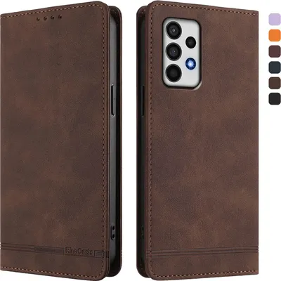 Immagine prodotto di Custodia per Samsung Galaxy A52 / A52s 5G, custodia retro in Finto cuoio con supporto e slot per carte di credito Marrone