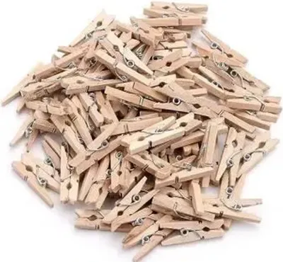 Produktbild von 100er-Packung Mini-Wäscheklammern aus Holz – 25 mm Mini-Wäscheklammer – mit 100 m Juteseil für Heimdekoration und Fotos