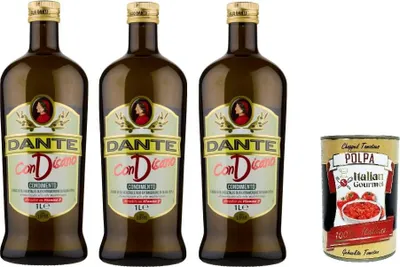 Produktbild von 3x Dante conDisano Gewürz auf Basis von Pflanzenölen und nativem Olivenöl extra (15%)+ Italian Gourmet polpa 400g