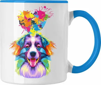 Produktbild von Trendation - Border Collies Herz Farbe Besitzer Tasse Geschenk Lustiger Spruch Geschenkidee Border Collies Liebhaber (Blau)