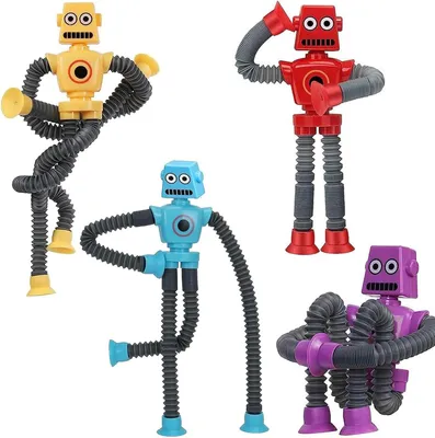 Produktbild von Teleskop Roboter Fidget Toys Mit Saugnapf, 4Stück Anti Stress Spielzeug Für Mädchen Teenager Junge, Geburtsta Party Weihnachts Sensorische Spielzeug
