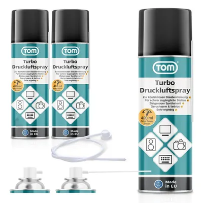 Produktbild von Druckluftspray Reinigungsspray 2in1 Eisspray 3er Set | 420 ml | bis - 50°C | 50 cm Sprühverlängerung | 10 cm Kapillarröhrchen