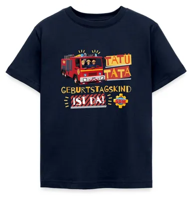 Produktbild von Spreadshirt Feuerwehrmann Sam™ Tatü Tata Geburtstagskind Kinder T-Shirt, 98/104 (3-4 Jahre), Navy